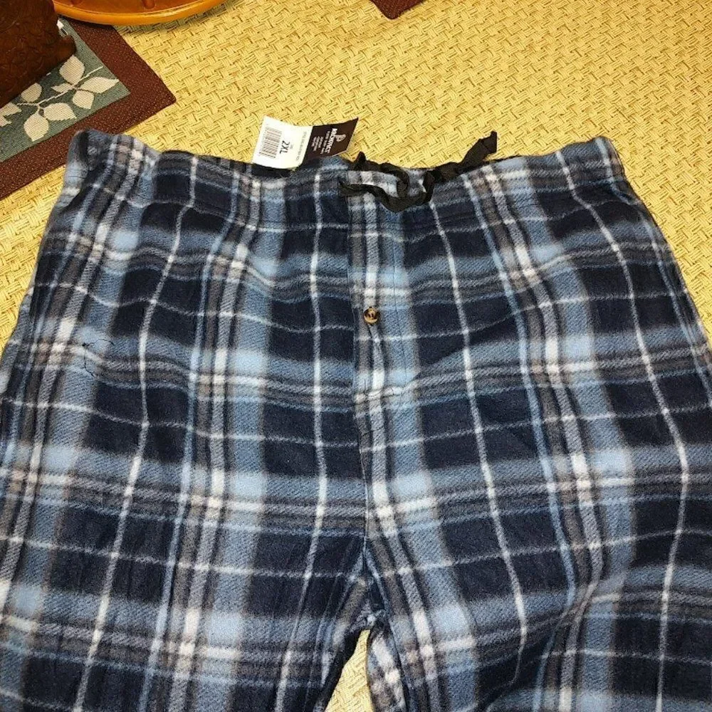 New Architect Blue Plaid Fleece Sleep Pants Size Men's 2XL